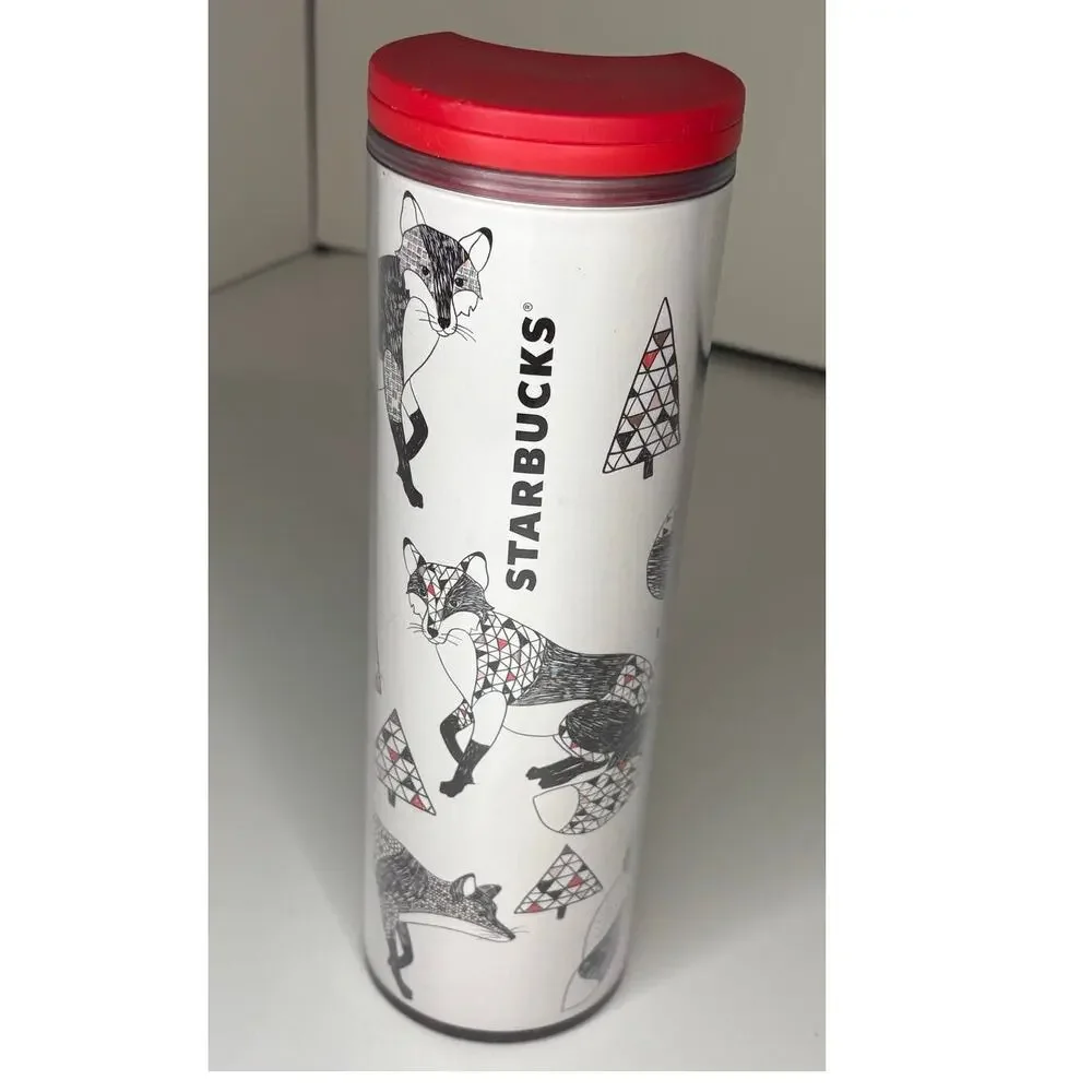 Starbucks Winter Holiday Snow Fox 16 oz Travel Tumbler 2017 Christmas